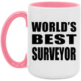 World's Best Surveyor - 15oz Accent Mug Pink