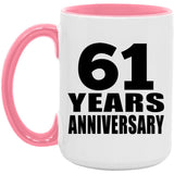 61st Anniversary 61 Years Anniversary - 15oz Accent Mug Pink