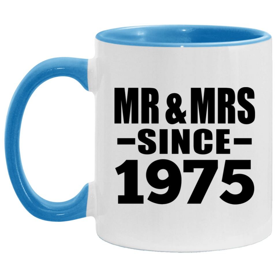 49th Anniversary Mr & Mrs Since 1975 - 11oz Accent Mug Blue