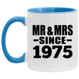 49th Anniversary Mr & Mrs Since 1975 - 11oz Accent Mug Blue