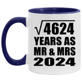 68th Anniversary Square Root of 4624 Years As Mr & Mrs 2024 - 11oz Accent Mug Purple