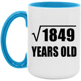 43rd Birthday Square Root of 1849 Years Old - 15oz Accent Mug Blue
