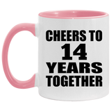 14th Anniversary Cheers To 14 Years Together - 11oz Accent Mug Pink