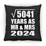71st Anniversary Square Root of 5041 Years As Mr & Mrs 2024 - Throw Pillow Black