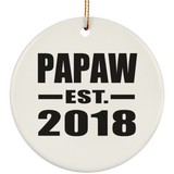 Papaw Established EST. 2018 - Circle Ornament