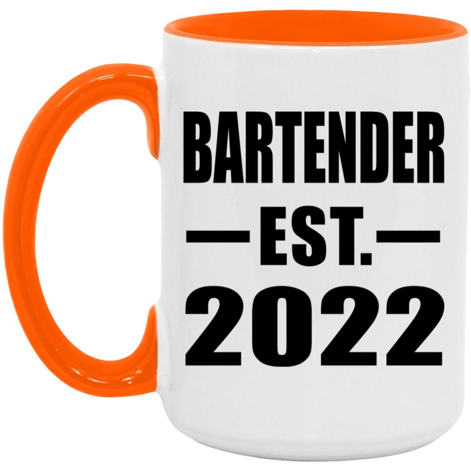 Bartender Established EST. 2022 - 15oz Accent Mug Orange