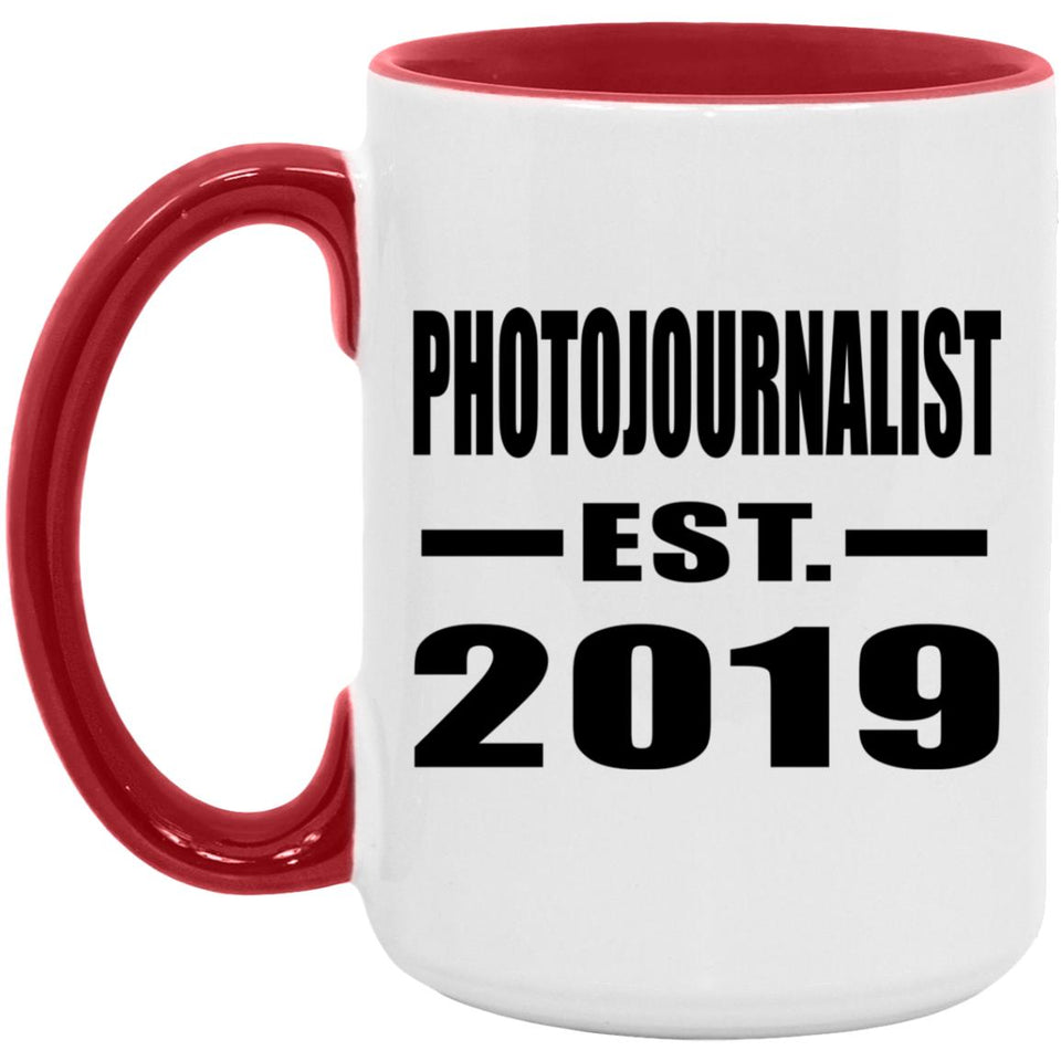 Photojournalist Established EST. 2019 - 15oz Accent Mug Red