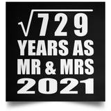 27th Anniversary Square Root of 729 Years As Mr & Mrs 2021 - Poster Square