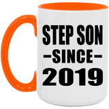 Step Son Since 2019 - 15oz Accent Mug Orange