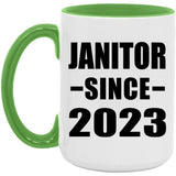 Janitor Since 2023 - 15oz Accent Mug Green