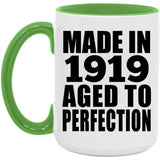 105th Birthday Made In 1919 Aged to Perfection - 15oz Accent Mug Green