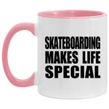 Skateboarding Makes Life Special - 11oz Accent Mug Pink