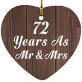 72nd Anniversary 72 Years As Mr & Mrs - Heart Ornament D