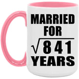 29th Anniversary Married For Square Root of 841 Years - 15oz Accent Mug Pink