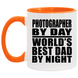 Photographer By Day World's Best Dad By Night - 11oz Accent Mug Orange