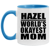 Hazel World's Okayest Mom - 11oz Accent Mug Blue