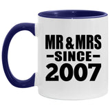 17th Anniversary Mr & Mrs Since 2007 - 11oz Accent Mug Purple