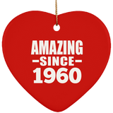64th Birthday Amazing Since 1960 - Heart Ornament