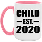 Child Established EST. 2020 - 15oz Accent Mug Pink