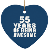 55th Birthday 55 Years Of Being Awesome - Heart Ornament