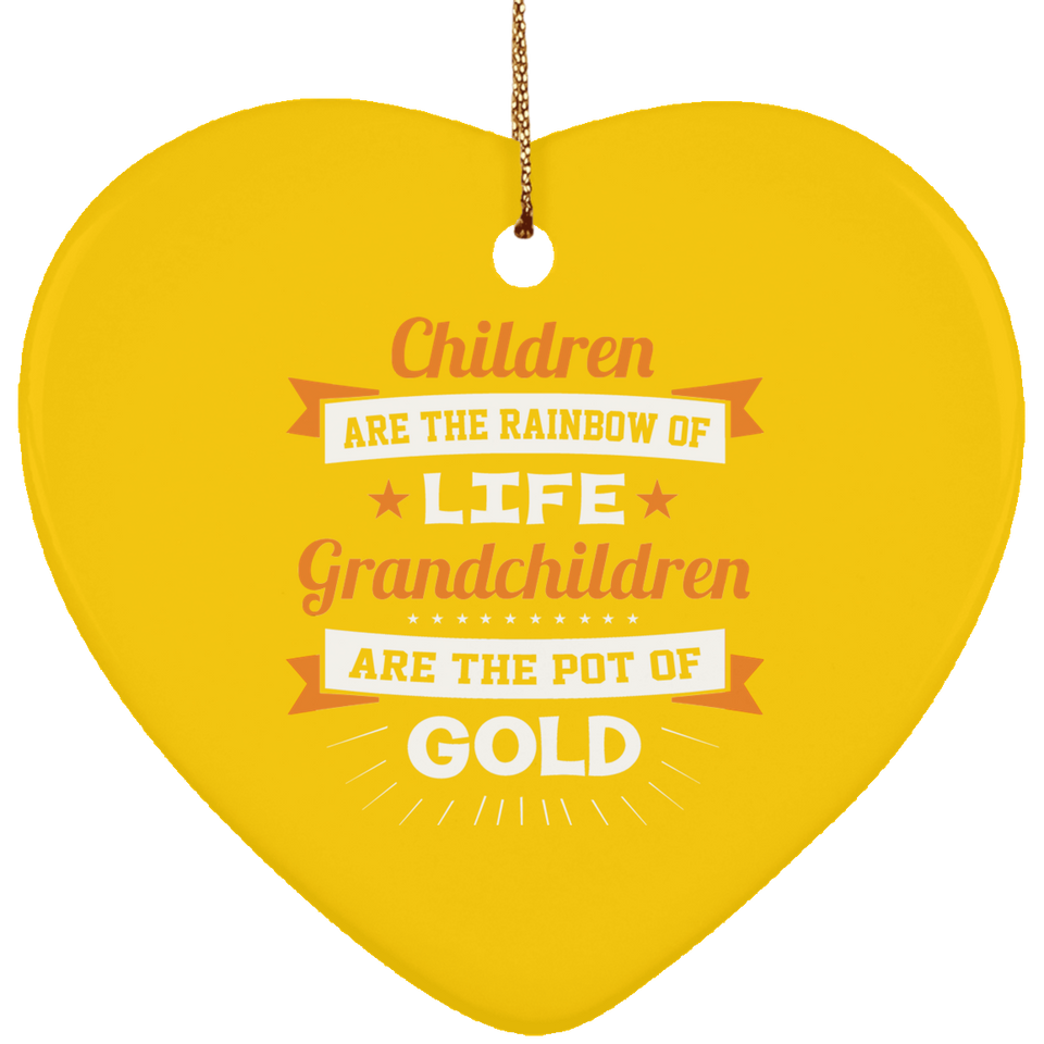 Children Are Rainbow Of Life, Grandchildren Are Pot Of Gold - Heart Ornament