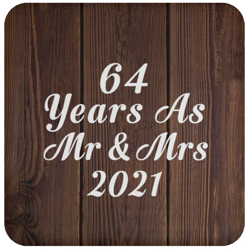 64th Anniversary 64 Years As Mr & Mrs 2021 - Drink Coaster D