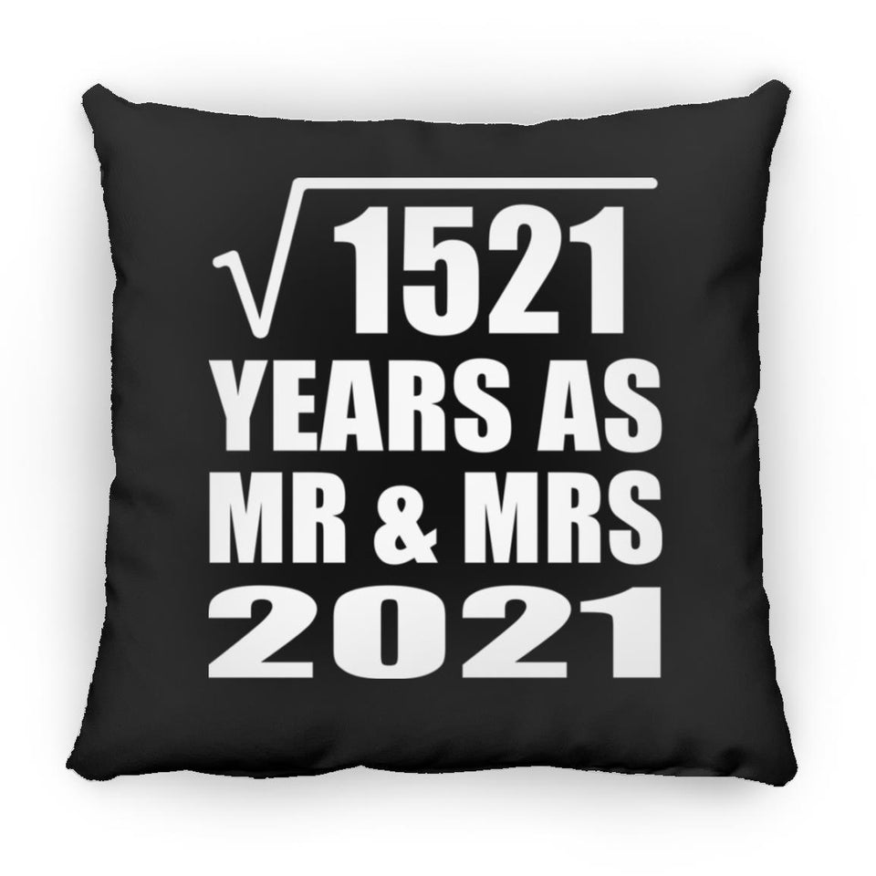 39th Anniversary Square Root of 1521 Years As Mr & Mrs 2021 - Throw Pillow Black