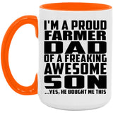 Proud Farmer Dad Of Awesome Son - 15oz Accent Mug Orange
