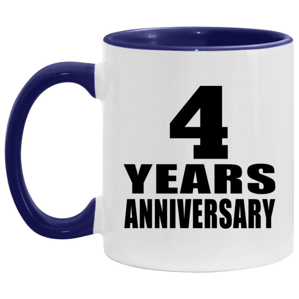 4th Anniversary 4 Years - 11oz Accent Mug Purple