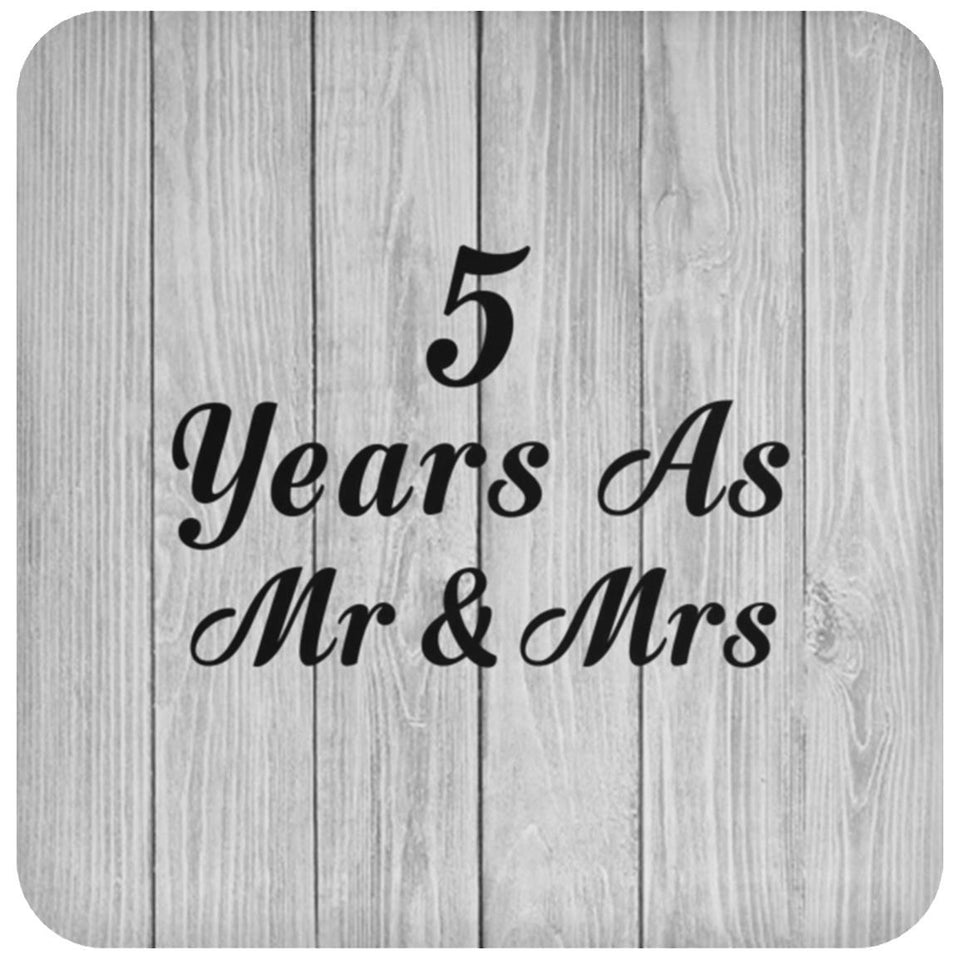 5th Anniversary 5 Years As Mr & Mrs - Drink Coaster F