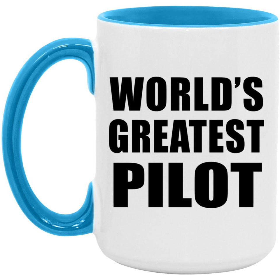World's Greatest Pilot - 15oz Accent Mug Blue