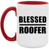 Blessed Roofer - 15oz Accent Mug Red
