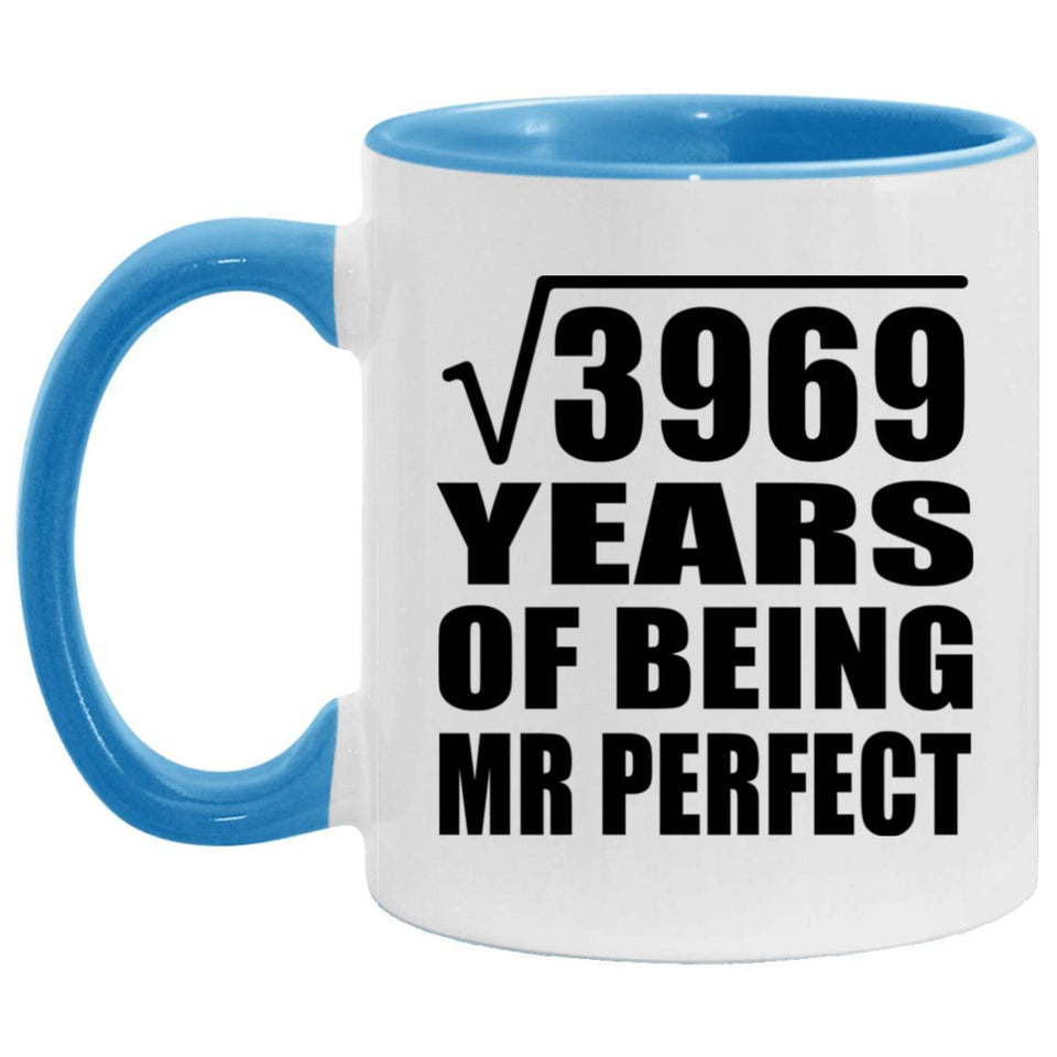 63rd Anniversary Square Root of 3969 Years of Mr Perfect - 11oz Accent Mug Blue