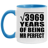 63rd Anniversary Square Root of 3969 Years of Mr Perfect - 11oz Accent Mug Blue