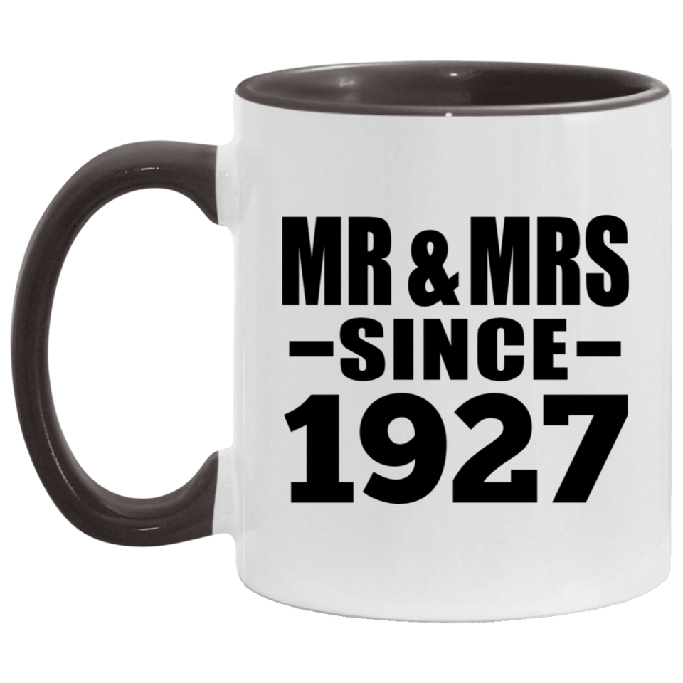 97th Anniversary Mr & Mrs Since 1927 - 11oz Accent Mug Black