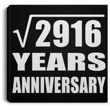 54th Anniversary Square Root of 2916 Years Anniversary - Canvas Square
