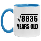 94th Birthday Square Root of 8836 Years Old - 11oz Accent Mug Blue