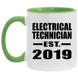 Electrical Technician Established EST. 2019 - 11oz Accent Mug Green