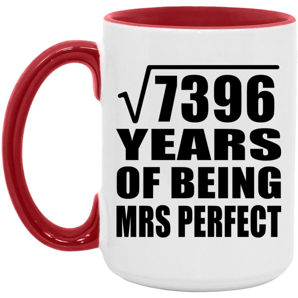 86th Anniversary Square Root of 7396 Years of Mrs Perfect - 15oz Accent Mug Red