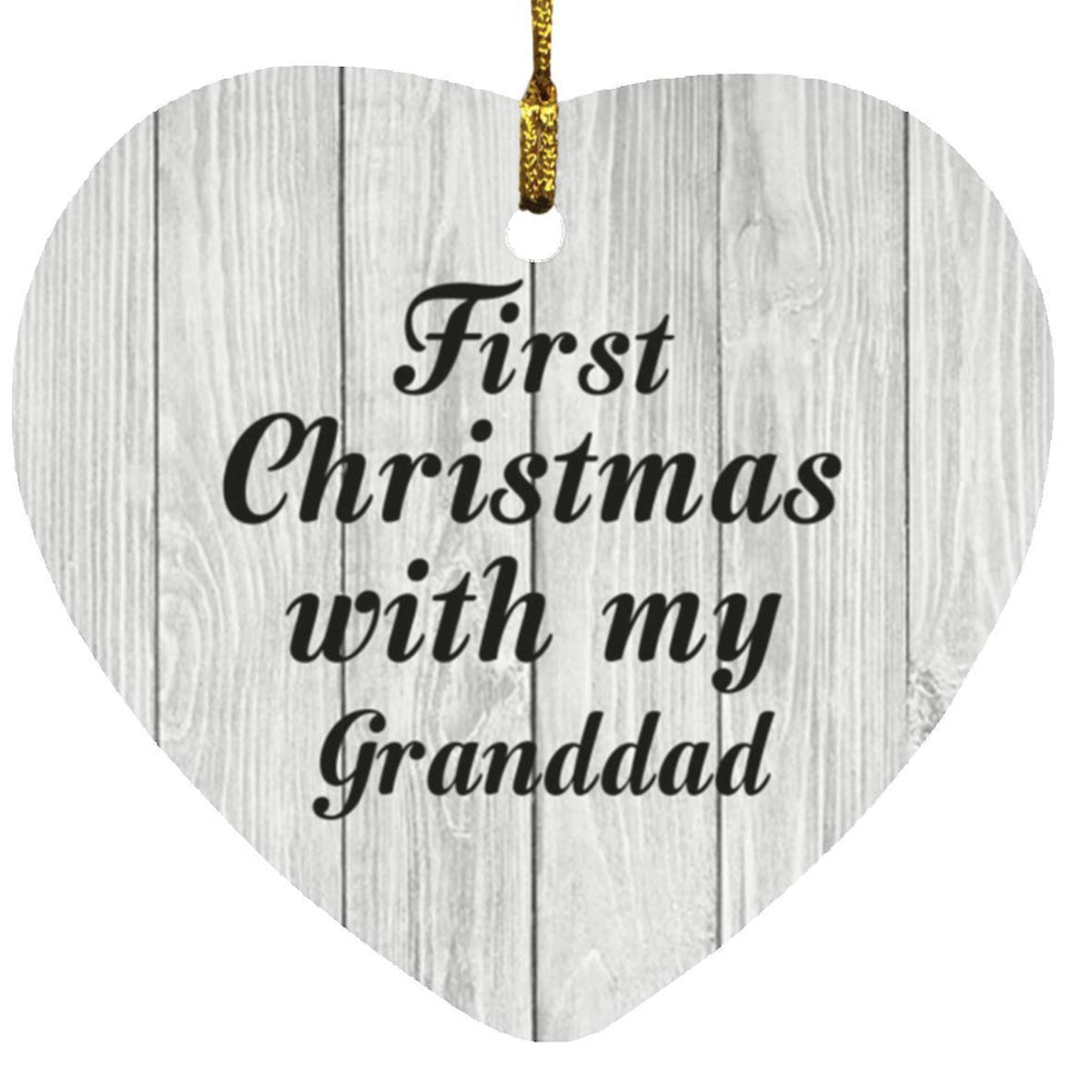 First Christmas With My Granddad - Heart Ornament F
