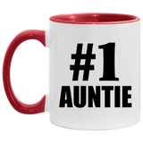 Number One #1 Auntie - 11oz Accent Mug Red
