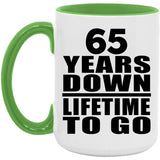 65th Anniversary 65 Years Down Lifetime To Go - 15oz Accent Mug Green