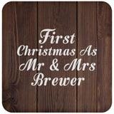 First Christmas As Mr & Mrs Brewer - Drink Coaster D