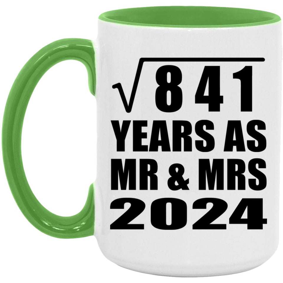 29th Anniversary Square Root of 841 Years As Mr & Mrs 2024 - 15oz Accent Mug Green