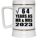 8th Anniversary Square Root of 64 Years As Mr & Mrs 2023 - Beer Stein