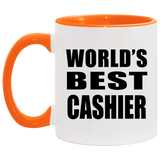 World's Best Cashier - 11oz Accent Mug Orange