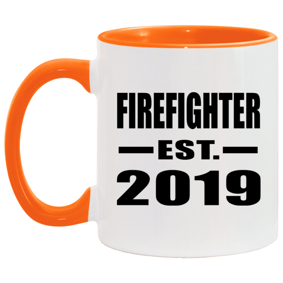 Firefighter Established EST. 2019 - 11oz Accent Mug Orange