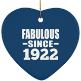 102nd Birthday Fabulous Since 1922 - Heart Ornament