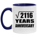 46th Anniversary Square Root of 2116 Years Anniversary - 11oz Accent Mug Purple