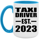 Taxi Driver Established EST. 2023 - 15oz Accent Mug Blue